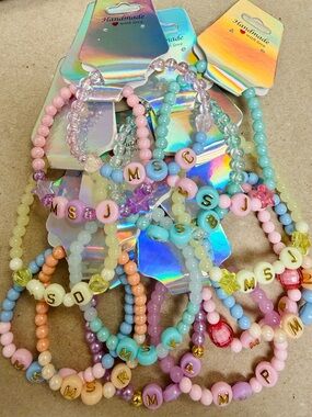Teacher Name Initial Beaded Bracelets
